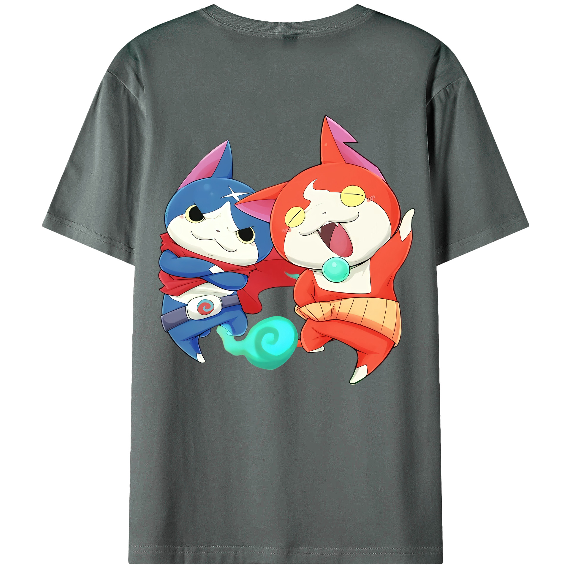 （画像用） 妖怪ウォッチ Yo-kai Watch 綿100％ メンズ半袖Tシャツ（バックプリント） 通気性